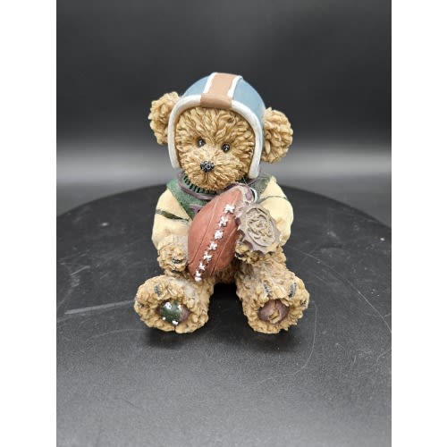 Vintage Football Teddy Bear Figurine – Sports Shelf Decor