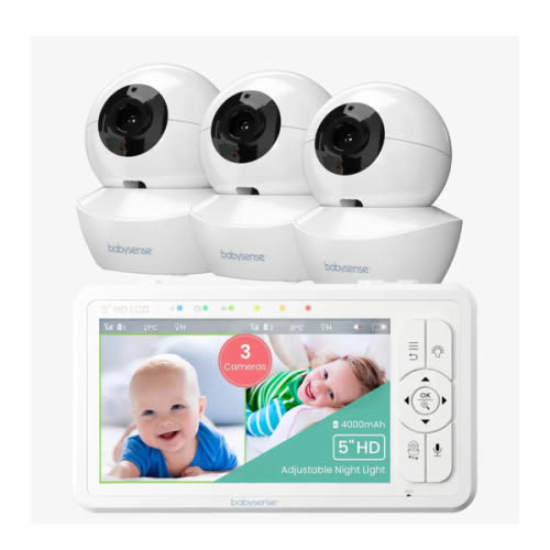 Babysense HD S2: Video Baby Monitor with 3 Cameras, Non Wifi, Split Sc