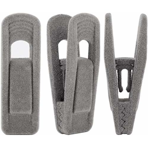 Velvet Hangers Clips 20 Pack, Grey Pants Hangers Velvet Clips, Strong Finger Clips Perfect for Thin Velvet Hangers (Grey)