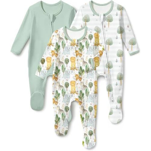FILLEEP Baby Sleepers 100% Organic Cotton Pajamas for Newborn 0-3 3-6 6-9 Months Boys Girls Clothes Footed Pjs