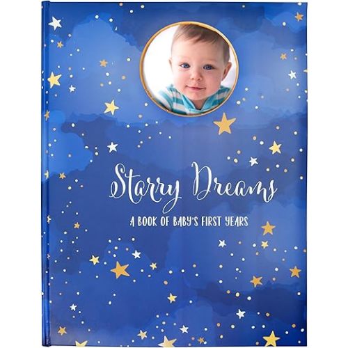 C.R. Gibson Starry Dreams First 5 Years Gender Neutral Baby Memory Book, 8.75" W x 11.3" L with 48 Guided Pages, Multicolor
