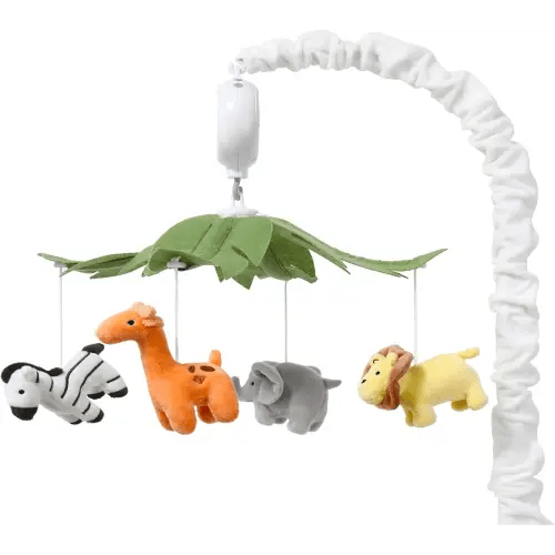 The Peanutshell Crib Mobile for Boys or Girls - White Musical Baby Crib Mobile with 12 Lullabies, Jungle Animal, Baby Mobile Crib Safari Animals Nursery Decor