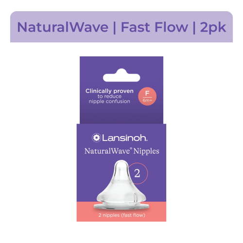 Lansinoh NaturalWave Baby Bottle Nipples, Fast Flow (4L), 2 Count HSA/FSA Eligible
