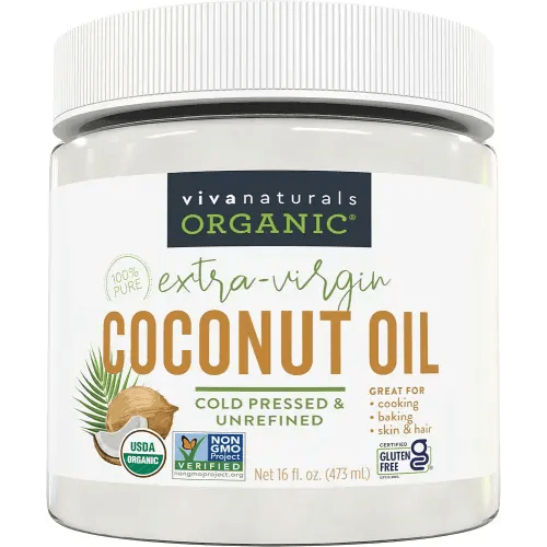 Viva Naturals Organic Coconut Oil - Unrefined, Cold-Pressed Extra Virgin Coconut Oil, USDA Organic and Non-GMO Cooking Oil, Great as Hair Oil and Skin Oil, 16 Fl Oz