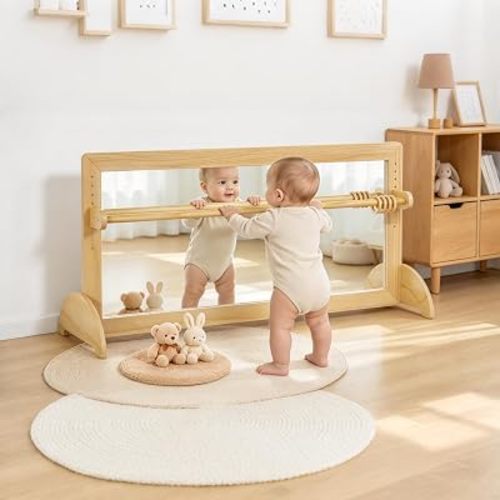 3-in-1 Montessori Baby Mirror w/ 5‑Level Adjustable Pull Up Bar
