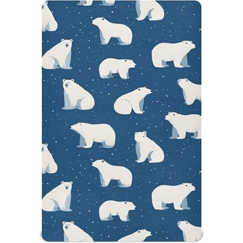 Pfrewn Christmas Fitted Crib Sheet Polar Bear Snow Blue (2) Mattress Sheet for Standard Baby Playard Sheet, Soft Toddler Mattress Sheet, 52x28x9IN Sheet for Boys Girls