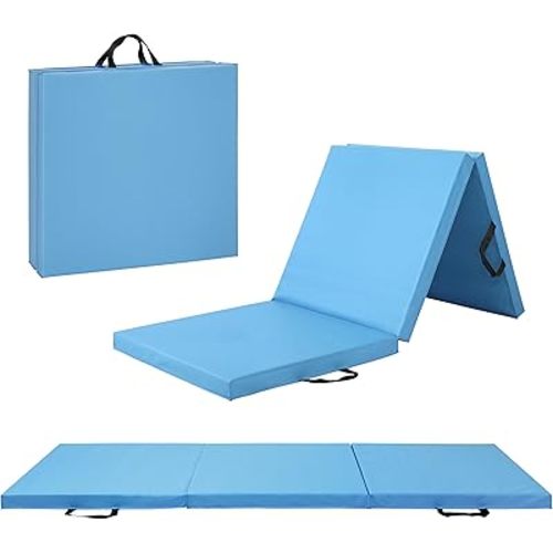 CAP Barbell Folding Exercise Mat – Durable, Anti-Tear, Thick Padding for Fitness, Aerobics, Gymnastics & Home Workouts. 72"L x 24"W x 2"Thick. BLUE