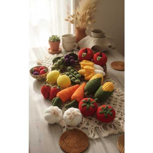 Crochet Vegetables Baby Toys with Pouch Bag, 6 12 Months Baby Toys, Newborn Toys