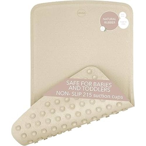 HEVEA Baby & Toddler Bath Mat - 100% Natural Rubber Non Slip Bathtub Mat for Baby - Upcycled, Danish Design - Safe & Sustainable Bathroom Essential (Sand)