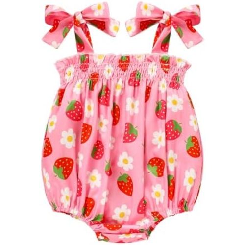 Baby Girl Summer Clothes Newborn Girl Outfits Cute Strap Baby Girl Romper Jumpsuit Infant Floral One Piece Bodysuit