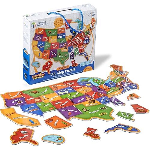 Learning Resources Magnetic U.S. Map Puzzle - Educational Map of The United States of America, Geography Matching Games, Kids Homeschool and Classroom Must Haves, Gifts for Boys and Girls