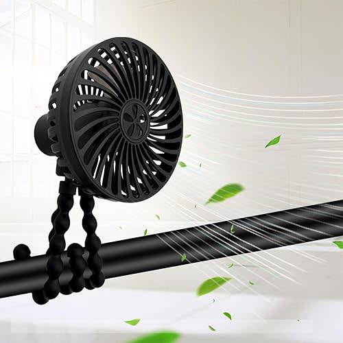 Stroller Fan Mini Portable Fan, 3000mAh Battery Operated fan Flexible Tripod USB Travel Fan, Hand Held Fan that Blow Cold Air Small Personal Portable Fans for Car Seat Crib Bedroom Travel (Black)