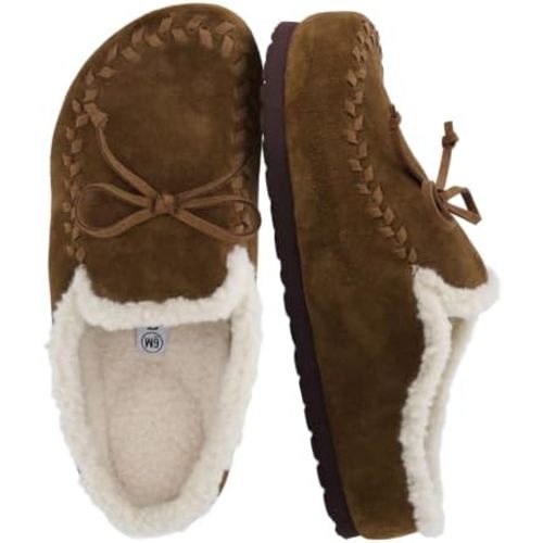 CUSHIONAIRE Creek Genuine Leather Suede Womens Slippers Casual House Shoes