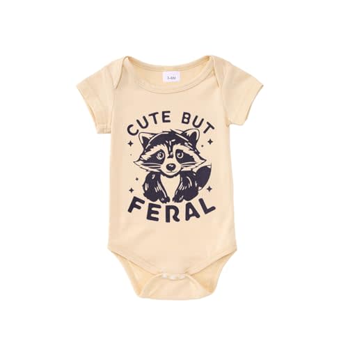 Ritatte Newborn Infant Girl Boy Onesie Cute But Feral Raccoon Bodysuit Romper Funny Unisex Baby Gift Clothes 0-18 Months
