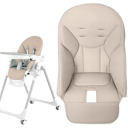High Chair Cover Replacement, High Chair Seat Soft Cushion, Comfortable Cushion PU Leather, Suitable for Peg Perego, Siesta Zero3, Baoneo, Beige