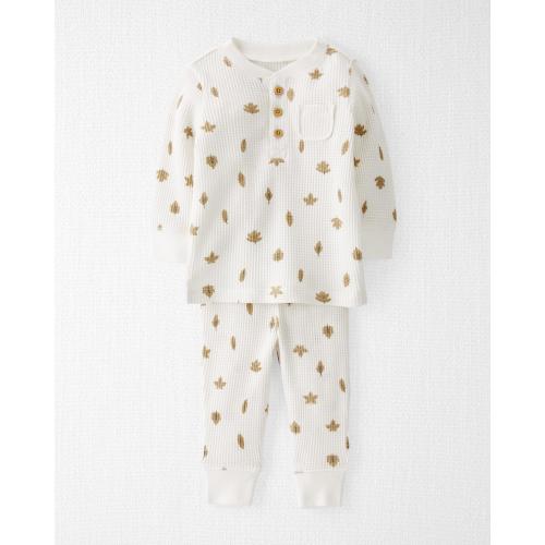 Baby Leaf Print Waffle Knit Play Set Made with Organic Cotton - Style,Ivory