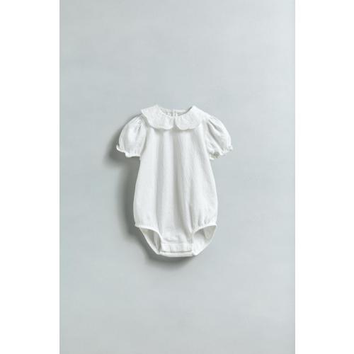 EMBROIDERED COLLAR BODYSUIT - Light ecru | ZARA United States