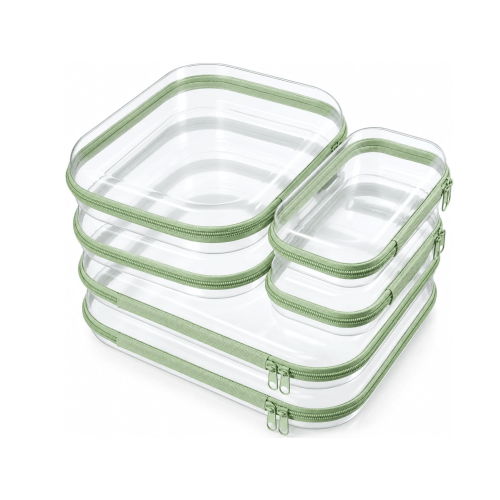 Clear Hard Shell Zipper Cases, Diaper Bag Organizer Pouches (Green)
