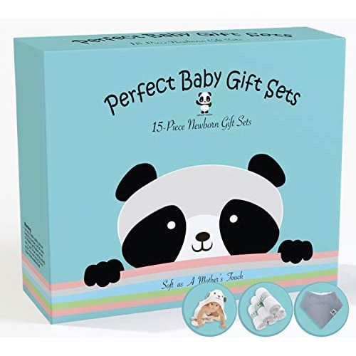Premium 13 Piece Baby Gift Box Set - Bamboo Baby Bath Towels, Washcloths, (Bear) - Baby Registry Search Essentials for Boys and Girls
