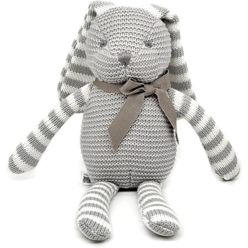 100% Organic Cotton Grey Bunny Rabbit Plush, 7.1" Baby Stuffed Animal for Newborn