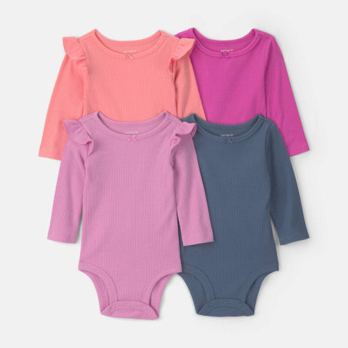 Baby Girl 4-Pack Bow Long-Sleeve Bodysuits | Carter’s Oshkosh Canada