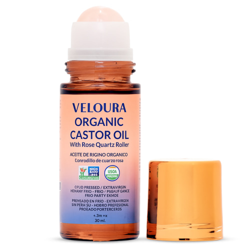 Veloura Organic Castor Oil Roll-On with Rose Quartz