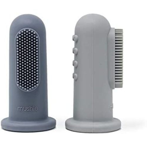 mushie Baby Finger Toothbrush (Tradewinds/Stone) 2-Pack