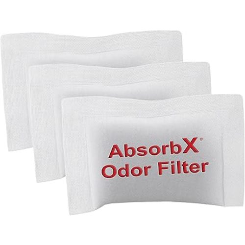 iTouchless Official AbsorbX Trash Can Deodorizer 3-Pack, All Natural Activated Charcoal Odor Absorber Stops Garbage Smells, Air Filter Freshener for 8 Gal and Larger Waste Bins with Compartment