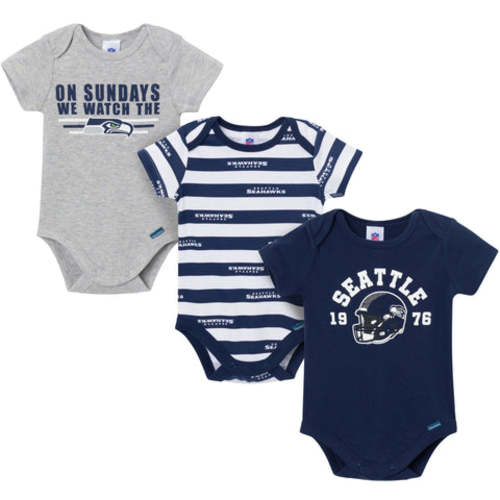 3-Pack Baby Boys Seattle Seahawks Short Sleeve Bodysuits