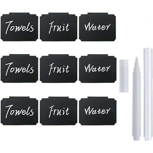 10 Plastic Basket Bin Label Clip on Removable Kitchen Pantry Label Clip with White Chalk Markers for Storage Bin Box Hanging Bin Clip Label (10)