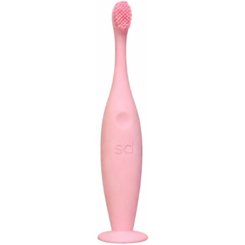 Toothbrush for Babies, Toddlers & Kids – Extra Soft 100% Silicone Toothbrush with Tongue Cleaner, Gentle Gum Care, Easy-Grip Handle (Pink)