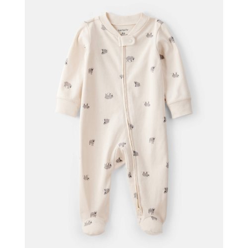 Sheep Print 100% Cotton Long-Sleeve Sleep & Play Pajamas - Ivory | Carter's