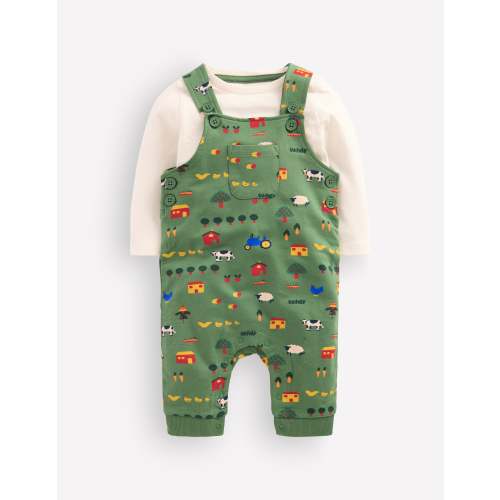 Jersey Overalls Set - Green Farm | Boden USA