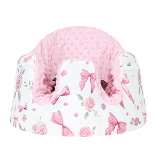 Baby Seat Cover Compatible with Bumbo Seat, Soft Comfortable Minky Seat Cover for Baby Girl, Breathable Removable Cover for Baby Seat, Machine Washable, Pink Rose