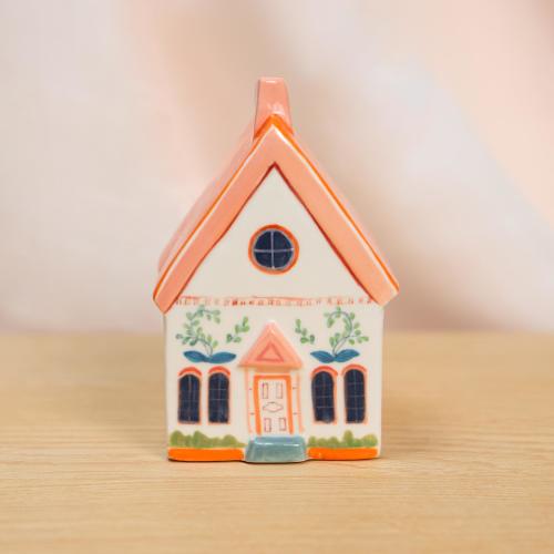 Handmade Ceramic House Figurine Colorful Handpainted Cozy Home Decor Gift for mom Cute Houses Housewarming Gift Unique aesthetic room decor