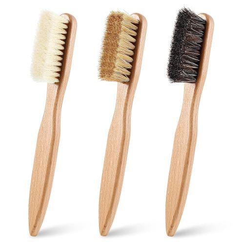 3 Pcs Wood Laundry Stain Brush Stain Remover Brushes with Boar Bristle Small Stain Brush for Clothes for Scrubbing Stains from Furniture Fabric Leather(3 Pcs C)