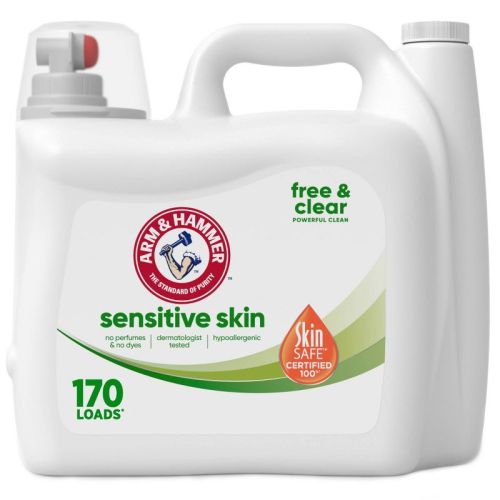 Arm & Hammer Sensitive Skin Free Clear Liquid Laundry Detergent 170 Loads - 170oz: Dermatologist Tested, Phosphate-Free