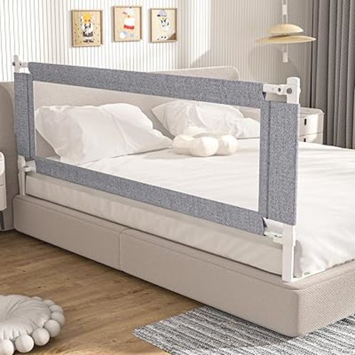 Bed Rail Guard for Toddlers, 1-Piece Adjustable Height Baby Bed Rail, Kids Safety Guard Rails for Twin Full Queen King Size (Gray, 1 Side:78.7")