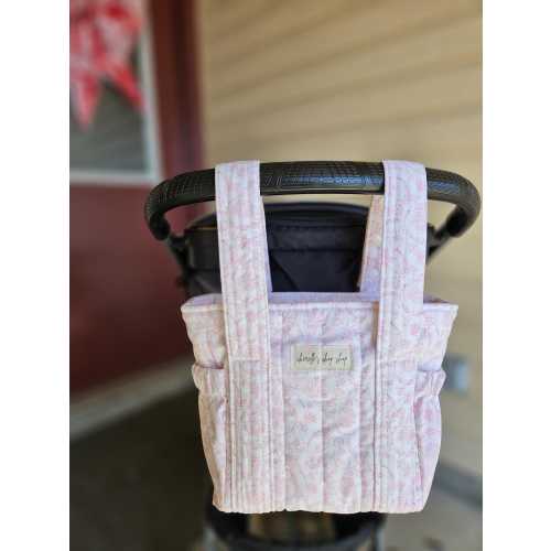 Custom Quilted Stroller Bag Organizer • Handmade Pram Caddy • Universal Fit • Multiple Pockets • Baby Essentials Bag