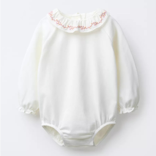 EMBROIDERED COLLAR BODYSUIT - Ecru | ZARA United States