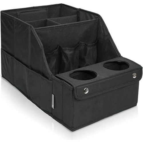 MULISOFT Car Seat Organizer- Backseat Car Organizer with 11 Storages Compartments and 2 Cup Holders, Organizers and Storage, Front Seat for Travel Kids,Black