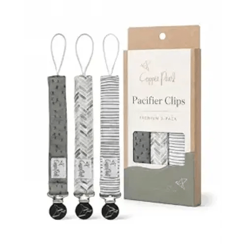 Copper Pearl 3-Pack Pacifier Holders: Premium Knit Binky Clips for Baby Girls and Boys - Stylish Stainless Steel Design for Secure No-Drop Attachment - Alta