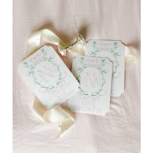 Watercolor milestone baby girl cards