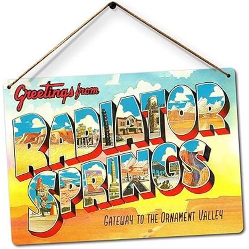 Sylty 8X12 Inches Radiator Springs Twine - Metal Wall Sign Plaque Art Inspirational