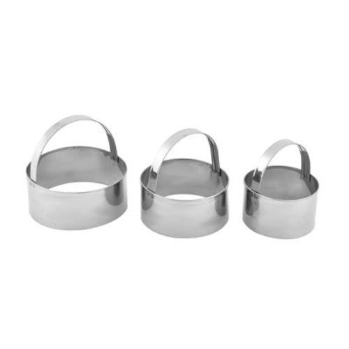 Unique Bargains Kitchen Metal Cylindrical Cookie Biscuit Baking DIY Mould Cutter 3 in 1 Set Silver Tone