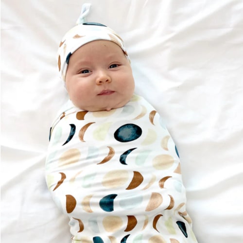 Luna Neutral Swaddle & Hat Set - Little Sleepies
