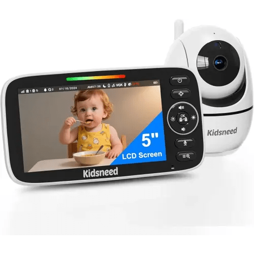 Baby Monitor with Camera and Audio – 720P Baby Camera No Wifi, 5 inch Screen,48 Hours Battery Life, Night Vision, Remote Pan& Tilt& Zoom，Two-Way Talk, Lullabies, Thermal Monitor, 1000ft Range