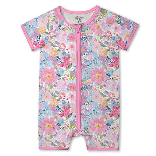 Weiwei Unisex Baby Boys & Girls Romper Short Sleeve Infant Sleepers Romper Soft Viscose from Bamboo Pajamas Toddler 0-24M