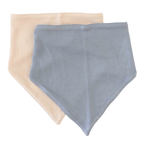 Dusty Denim Waffle Bamboo 2pc Bandana Bibs