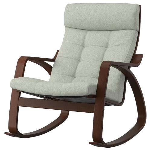POÄNG Rocking chair - brown/Gunnared light green